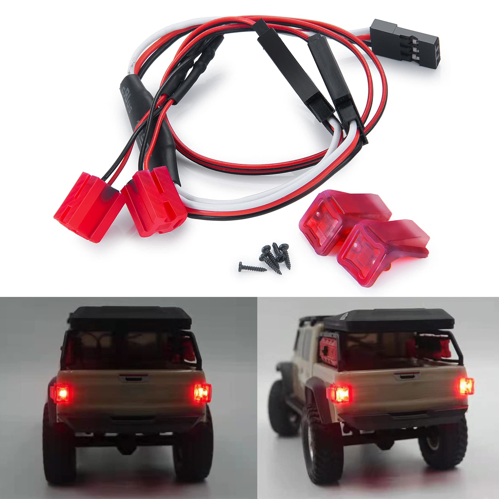 1/24 RC Crawler Car SCX24 LED Taillights - Waterproof Rear Light Upgrade Kit for Gladiator AXI00005 | Off-Road Crawling & Night Driving Accessories
