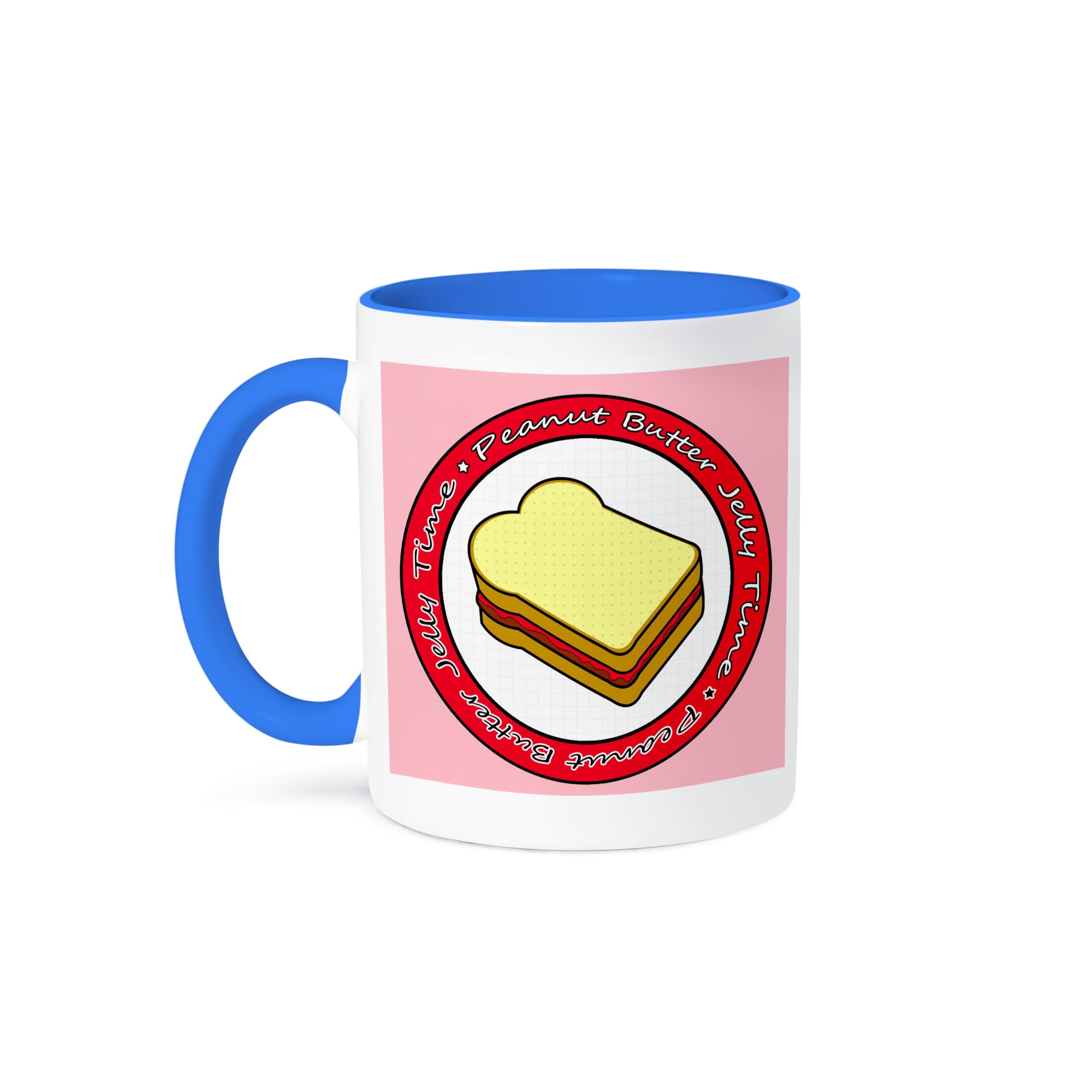 3D Rose 11oz Funny Peanut Butter Jelly Time Coffee Mug with Strawberry Design - Novelty Food & Drink Gift for Breakfast, Office Use, and Coffee Lovers
