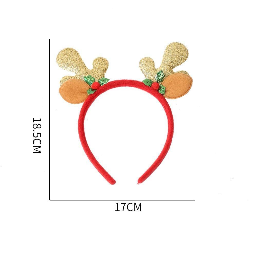 6 Pack Christmas Headbands with Antlers and Bells - Festive Cat Ear Hairbands for Women, Holiday Party Accessories (Great for Xmas Photos, Office Parties & Family Gatherings)