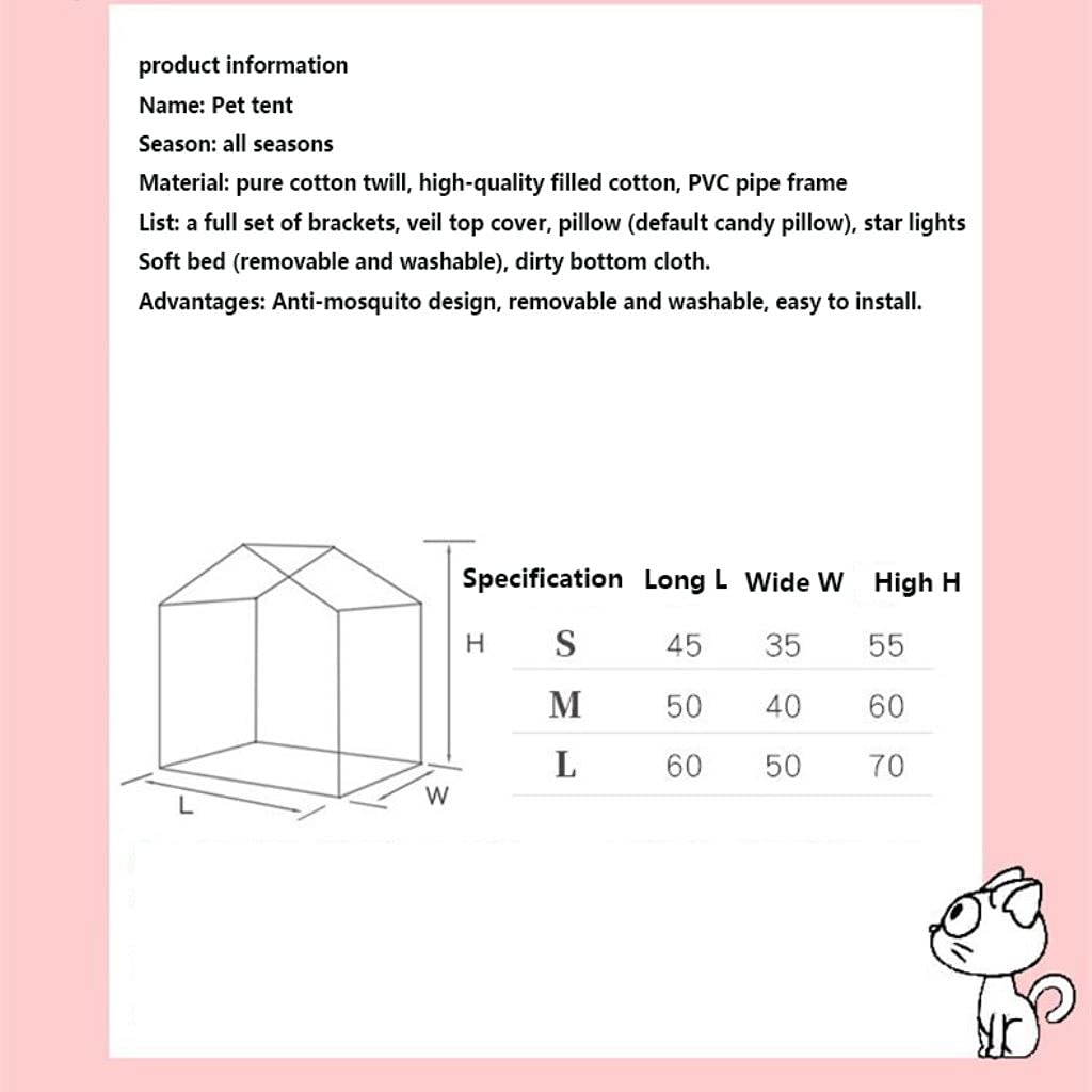 Princess Cat Bed & Puppy Sofa Bed - Elevated Dog Bed with Removable Washable Cover, Winter Warm Pet Kennel with Star Light - Pink Medium Size for Cozy Indoor Pet Napping