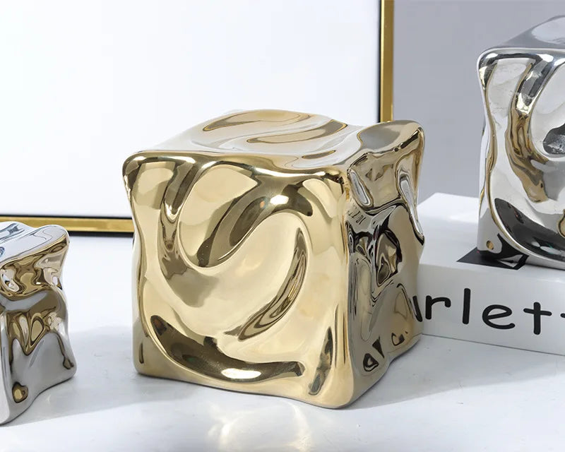 Elegant Draped Cube Ornament - Modern Home Decor for Christmas Tree, Holiday Party & Wedding Centerpiece Decoration