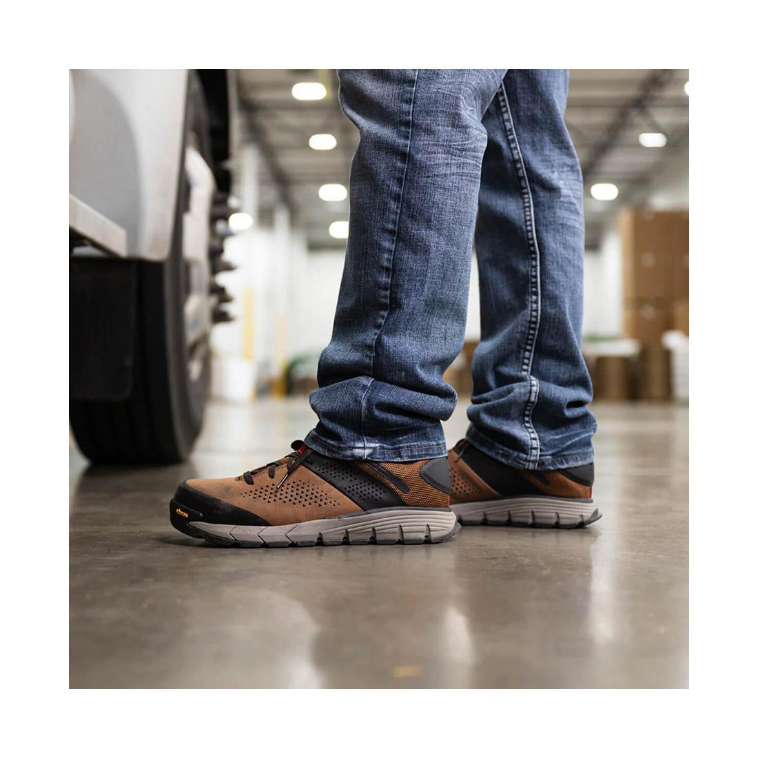 3 Nano Toe Work Shoes for Men - Brown Safety Boots with Slip Resistance | Ideal for Construction, Warehouse & Outdoor Work