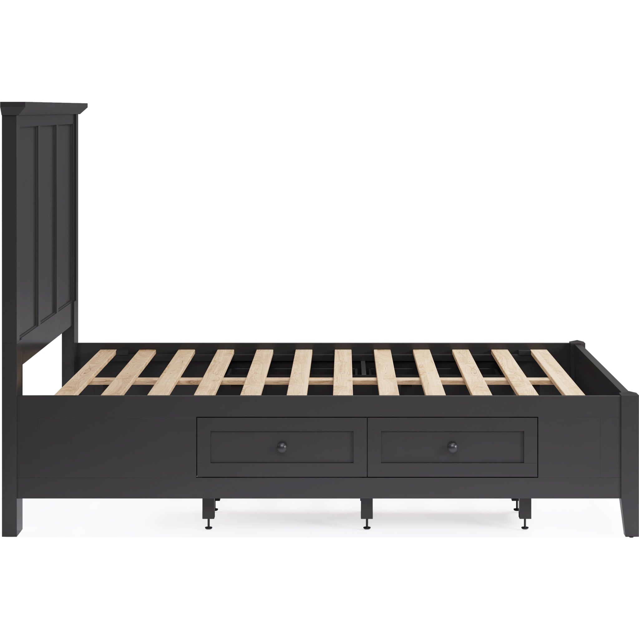 Grace 4-Drawer Storage Bed Frame with Platform Base - Raven Black - Space-Saving Bedroom Furniture for Small Apartments & Dorm Rooms