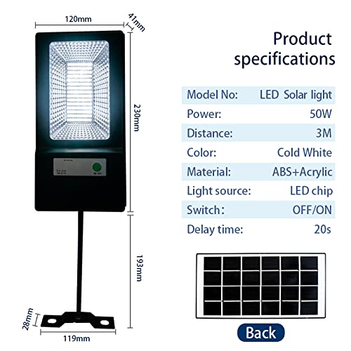 50W Solar LED Street Light with PIR Motion Sensor & Remote Control - Waterproof Outdoor Lighting for Plaza, Garden, Yard, Pathway | Energy-Efficient Solar Powered Security Light for Home & Commercial Use