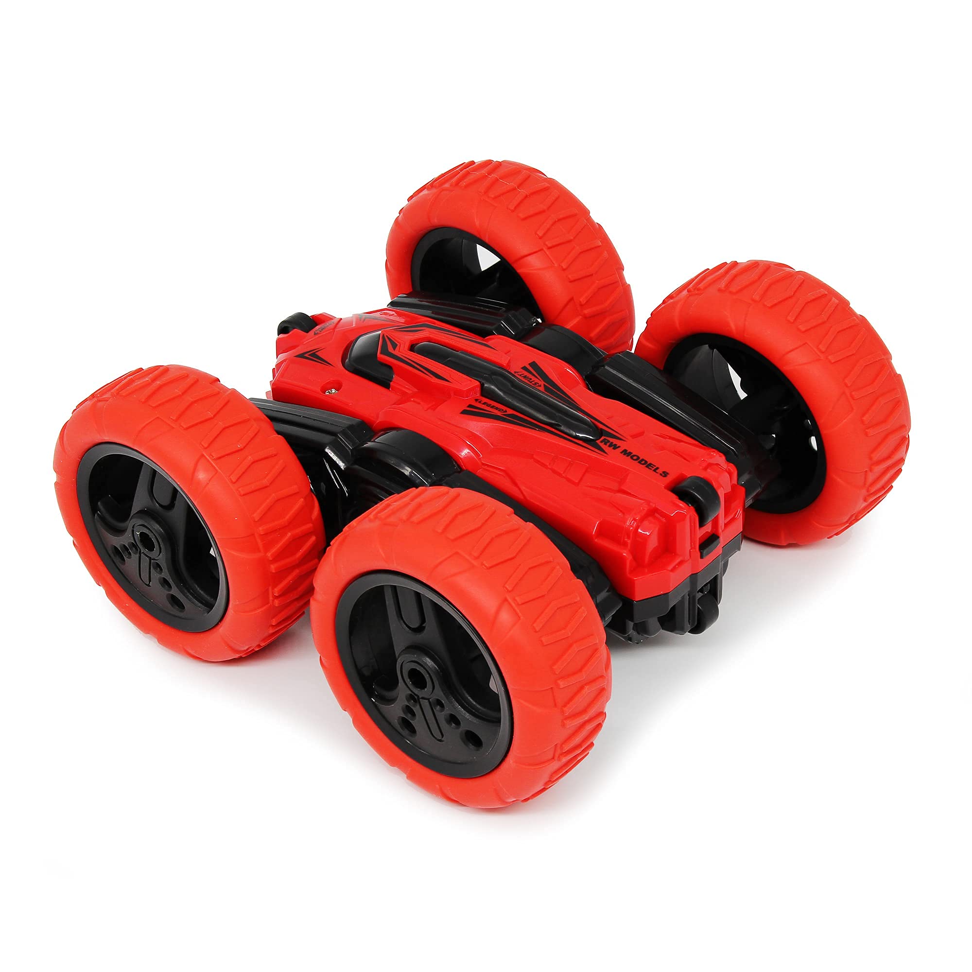 360° Spin Attack Stunt RC Car - 4WD High Speed Off-Road Electric Remote Control Toy Car for Boys Age 6-12 | 360° Double-Sided Rotation | Perfect for Outdoor Racing, Backyard Stunts & Birthday Gifts (Red)