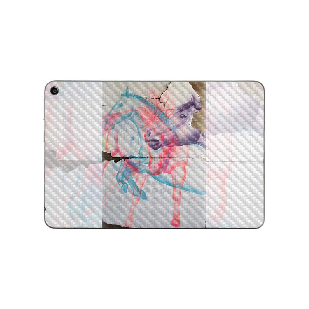 MightySkins Carbon Fiber Skin for Amazon Fire HD 8 (2020) - Damaged Horses Design | Protective & Durable Textured Cover | Easy to Apply | Made in USA | Perfect for Home, Office & Travel Protection