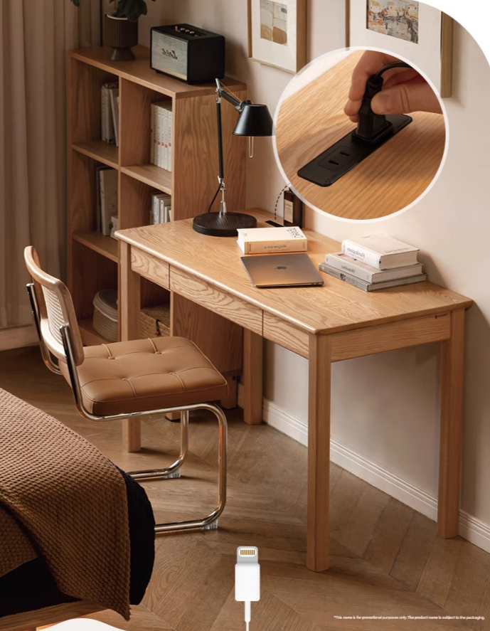 Premium Oak Solid Wood Office Desk - Durable & Stylish Home Office Furniture for Work & Study