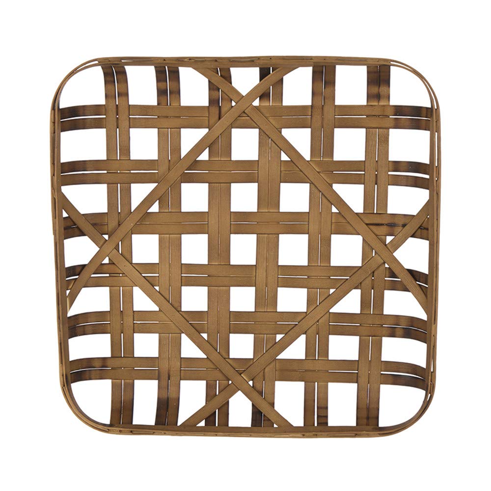 Glitzhome 24 Inch Dark Brown Square Tobacco Basket - Handwoven Bamboo Wall Decor for Farmhouse, Rustic & Boho Home Decor - Perfect for Living Room, Bedroom, or Kitchen Wall Display