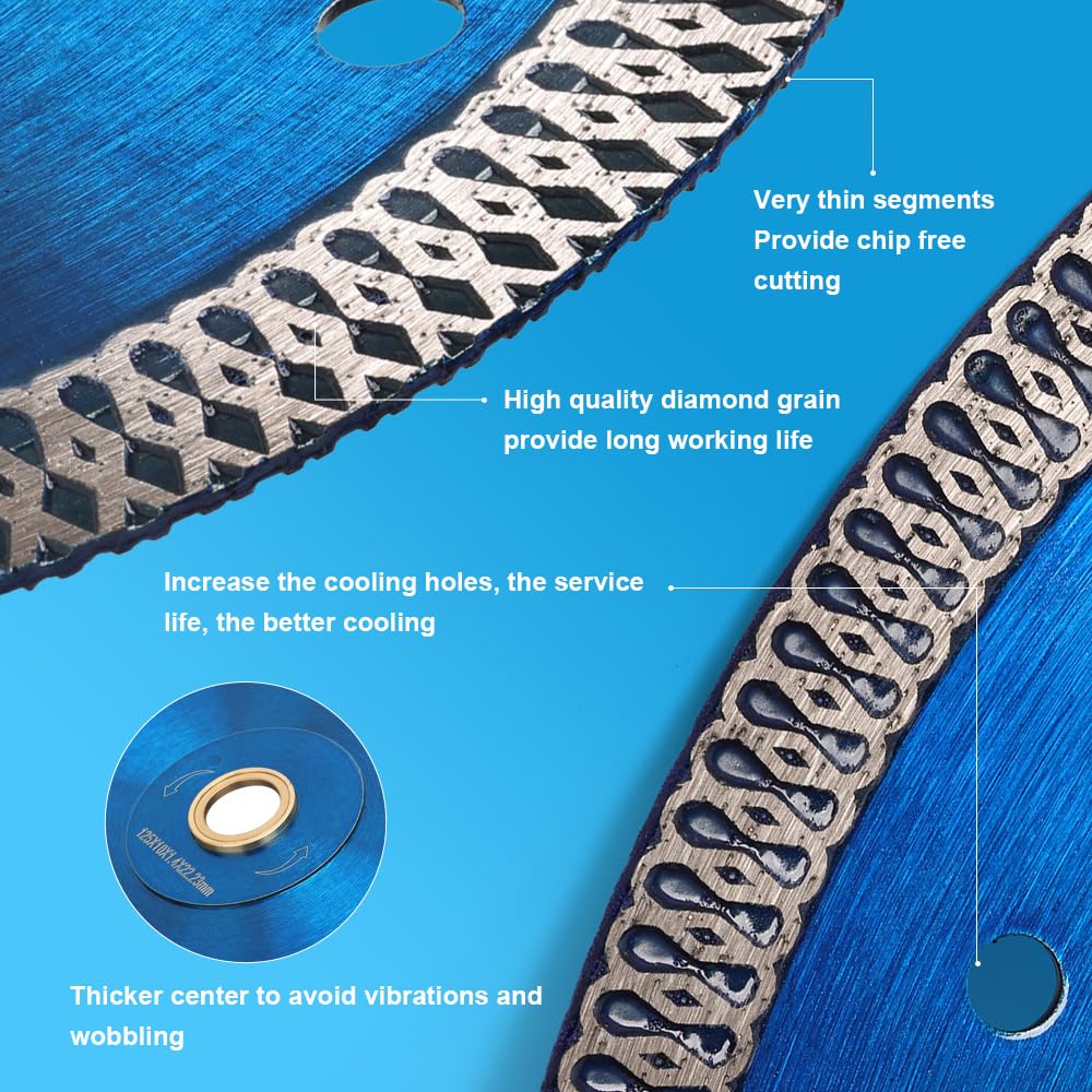 2-Pack 5-Inch Ultra Thin Diamond Tile Saw Blade – Premium Cutting Disc for Ceramic, Granite, Marble & Porcelain Tiles – Perfect for DIY Home Renovation and Professional Construction Projects