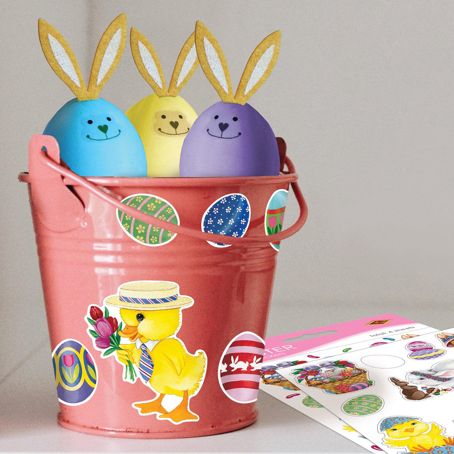 12 Pack Easter Bunny Basket & Egg Stickers - 4 Sheets per Pack - DIY Easter Decorations, Party Favors, Scrapbooking & Gift Wrapping Supplies