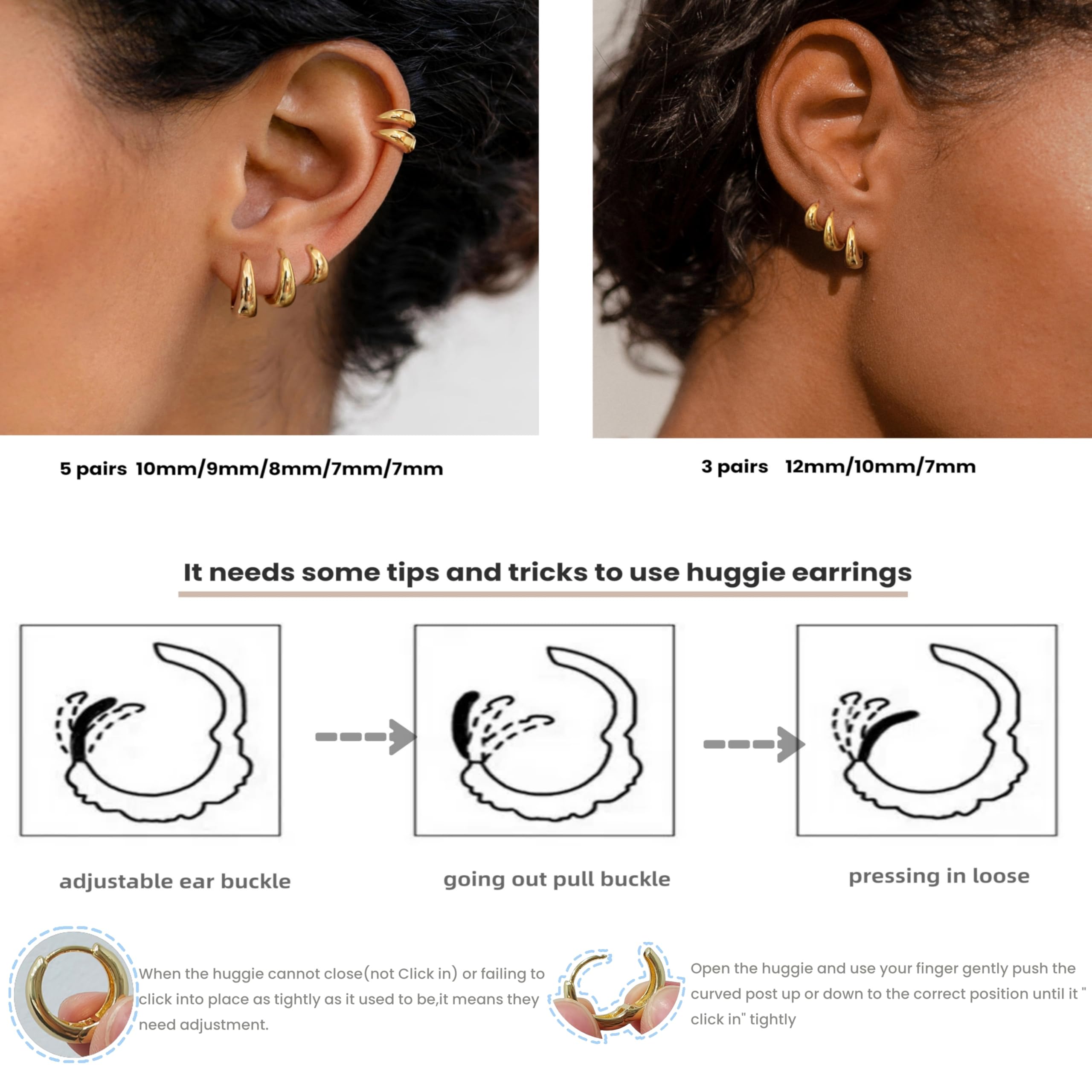 Dainty 14K Gold/Silver Plated Hoop Earrings for Women - Hypoallergenic Huggie Hoops, No Tarnish Jewelry Gift Set | Perfect for Everyday Wear, Parties & Special Occasions