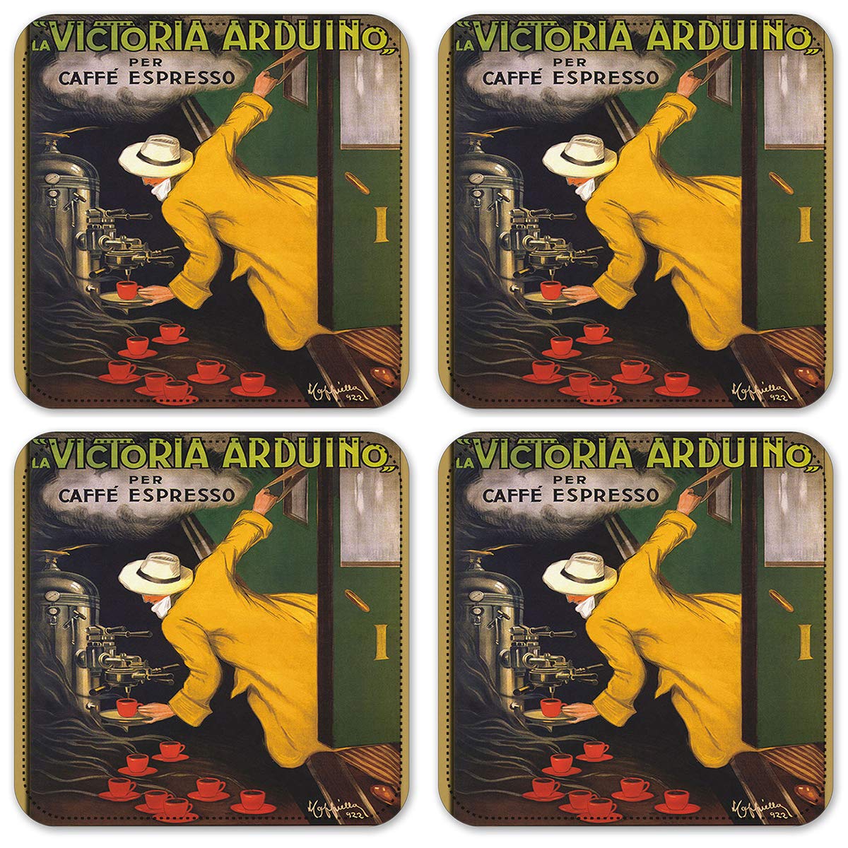 Premium Vinyl Drink Coasters Set of 4 - Non-Slip Absorbent Coasters for Coffee, Beer & Wine - Perfect for Home, Office & Bar Use - Victoria Collection