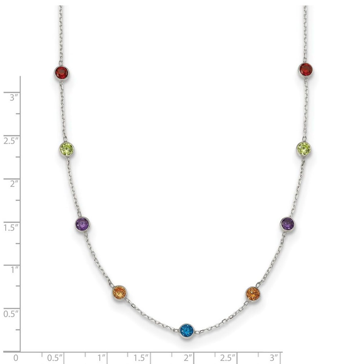 925 Sterling Silver Cubic Zirconia Necklace for Women - 18