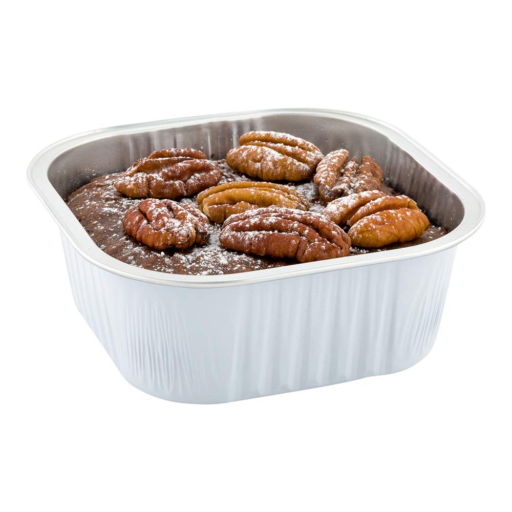 Restaurantware 10oz Disposable Ramekins - 100-Pack Square Creme Brulee Cups | Oven-Safe Baking Containers for Cupcakes, Muffins & Desserts | White Aluminum Freezer-Safe Dishes (Lids Sold Separately) | Perfect for Catering, Bakeries & Home Baking