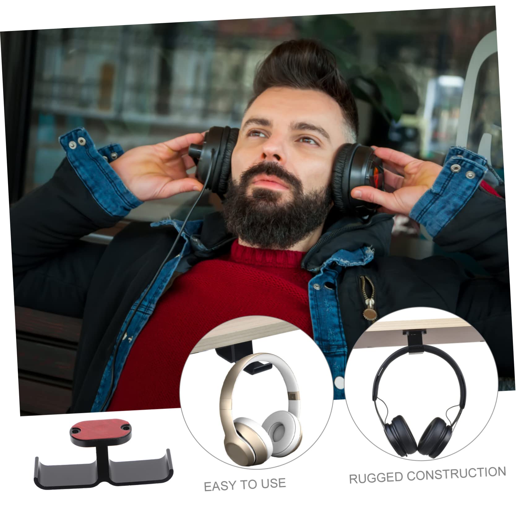 DOITOOL 4-Pack Durable Rubber Headphone Stand - Double Hook Gaming Headset Holder with Screw Mount for Desk, Easy Installation & Replacement for Broken Headphones - Perfect for Gaming Setup, Office & Home Organization