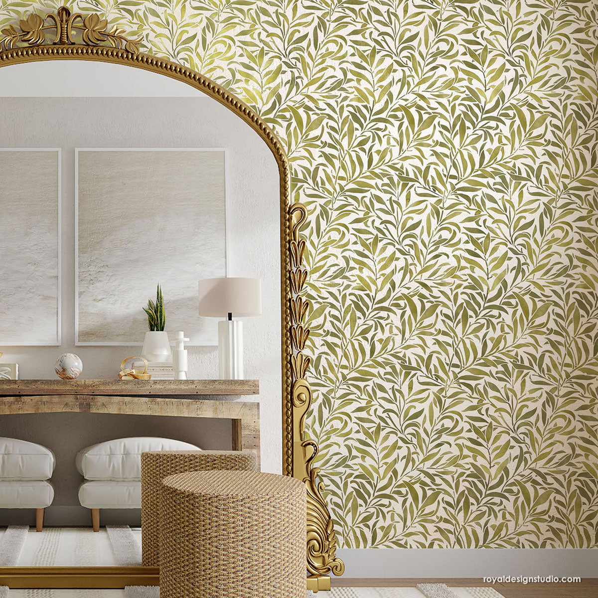 Thicket Leaves Wall Stencil - Reusable DIY Home Decor Stencils for Painting on Walls, Furniture & Crafts | Perfect for Bedroom, Nursery & Living Room Accent Walls