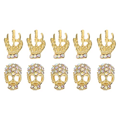 40PCS Halloween Skull Nail Decals - Skeleton Nail Art Charms & Jewelry for Spooky Nail Designs - Perfect for Halloween Parties, Gothic Fashion & DIY Nail Art