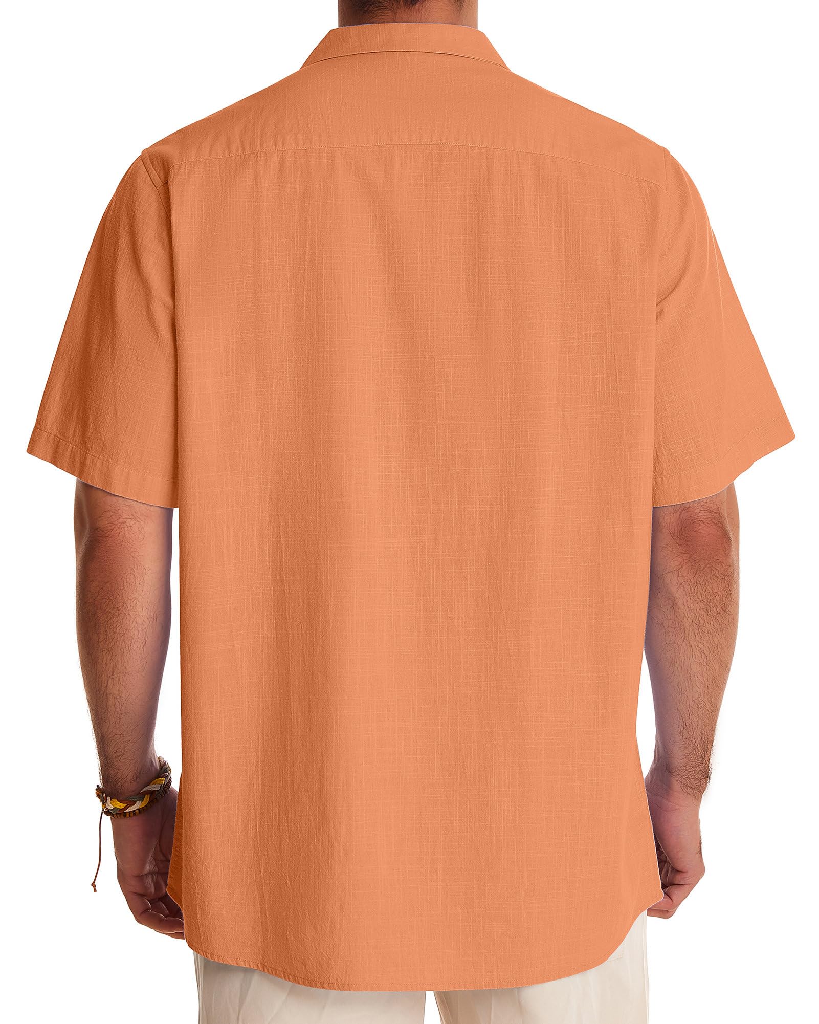Men's Linen Shirts Short Sleeve - Breathable Cotton Button Down Shirts for Summer, Beach & Vacation - Casual Hawaiian Cuban Shirts for Outdoor Activities, Travel & Tropical Getaways