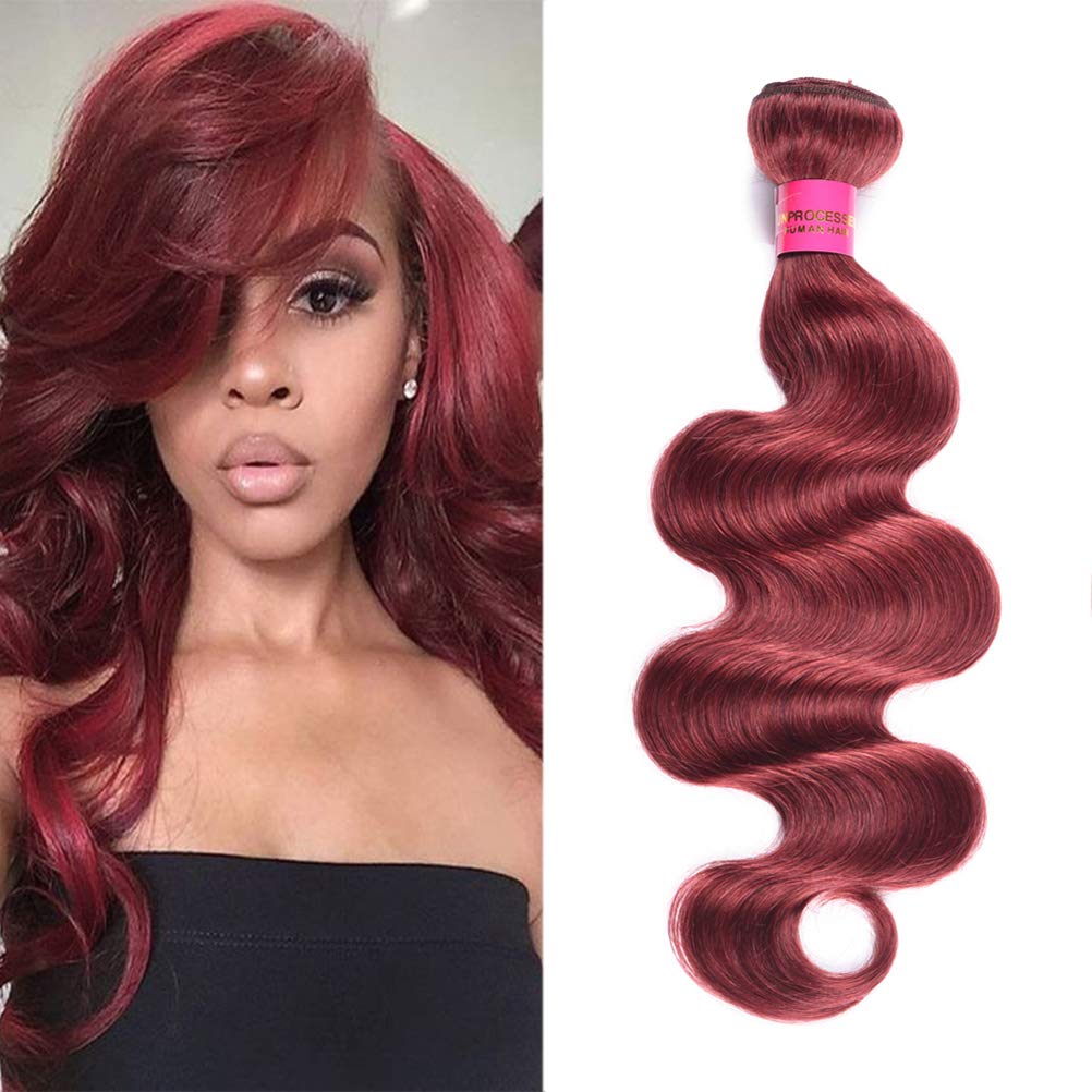 WOME Peruvian Color #33 Hair Bundles - 100% Unprocessed Human Hair Weft Extensions (14
