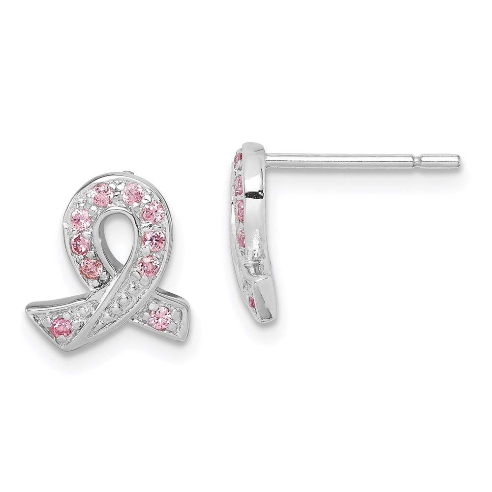 925 Sterling Silver Pink Cubic Zirconia Ribbon Earrings for Women - Elegant Fine Jewelry Gift for Her, Perfect for Valentine's Day, Anniversary, Birthday & Special Occasions