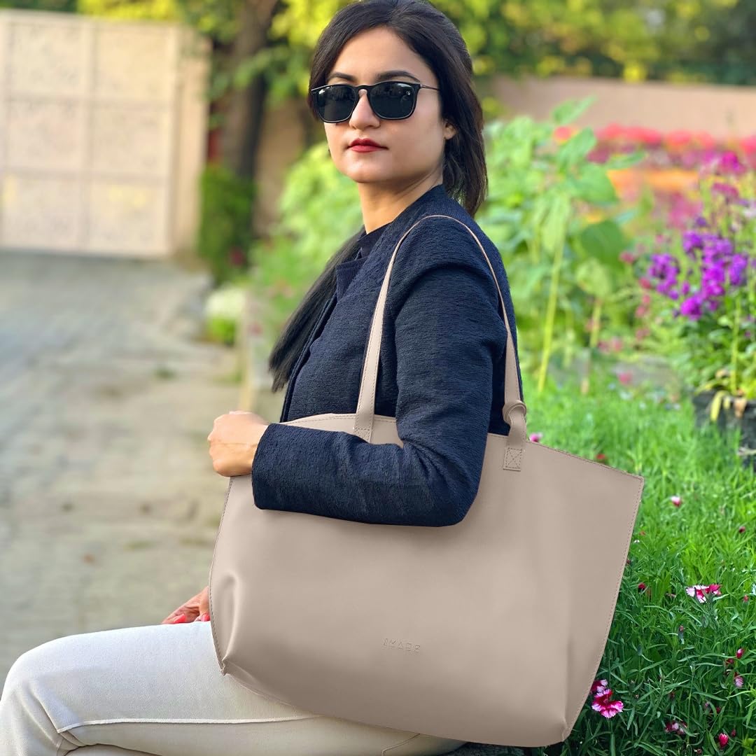 IMARS Classic Black Tote Bag for Women - Stylish & Spacious Handbag for Work, Travel & Shopping - Durable Ladies Shoulder Bag with Multiple Pockets