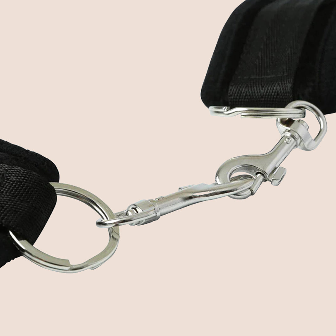 Sex & Mischief Black Beginner's Handcuffs with Adjustable Hook & Loop Closure - Perfect for Role Play, Bondage, and BDSM Beginners