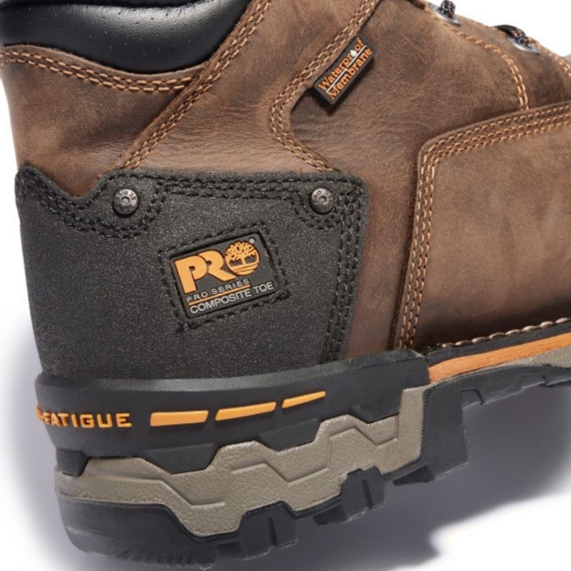 Timberland Pro Boondock Men's 6 Inch Waterproof Composite Toe Work Boots - Brown Safety Shoes for Construction, Hiking & Outdoor Work