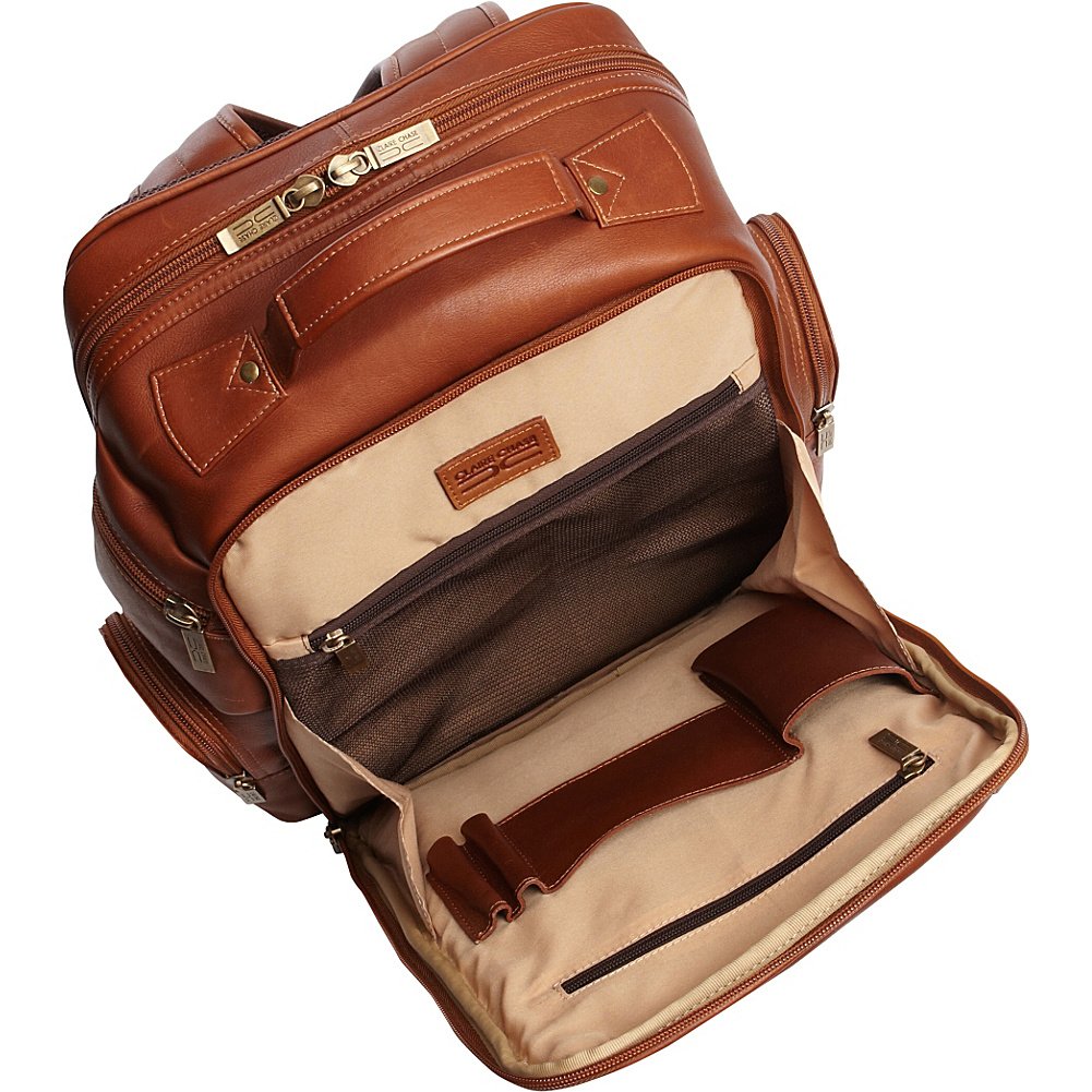Claire Chase Executive Laptop Backpack for Women & Men - Professional Business Travel Bag with USB Charging Port - Durable Saddle Brown Leather Backpack for Office, Commute & College Students