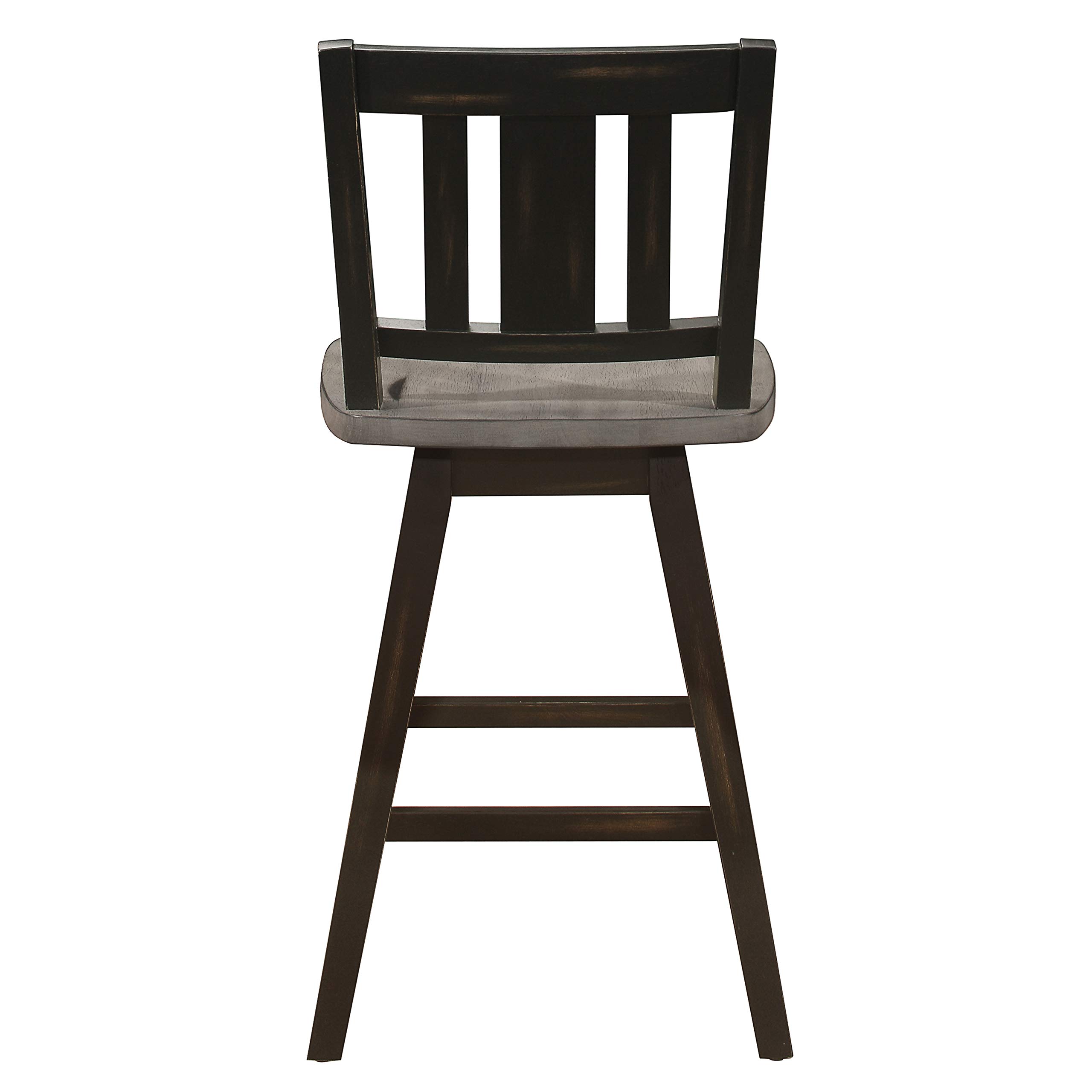 Modern Swivel Counter Height Bar Stools Set of 2 - Solid Wood Kitchen Island Stools with High Back, Footrest & Vertical Slat Design - 24