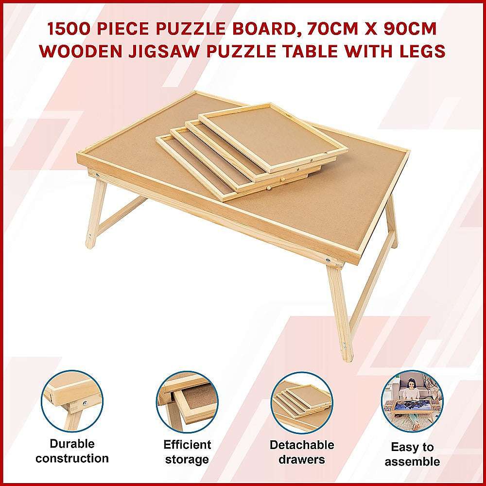 1500 Piece Puzzle Board - 70cm x 90cm Wooden Jigsaw Puzzle Table with Adjustable Legs for Adults & Kids - Perfect for Family Game Night, Home Decor, and Educational Activities