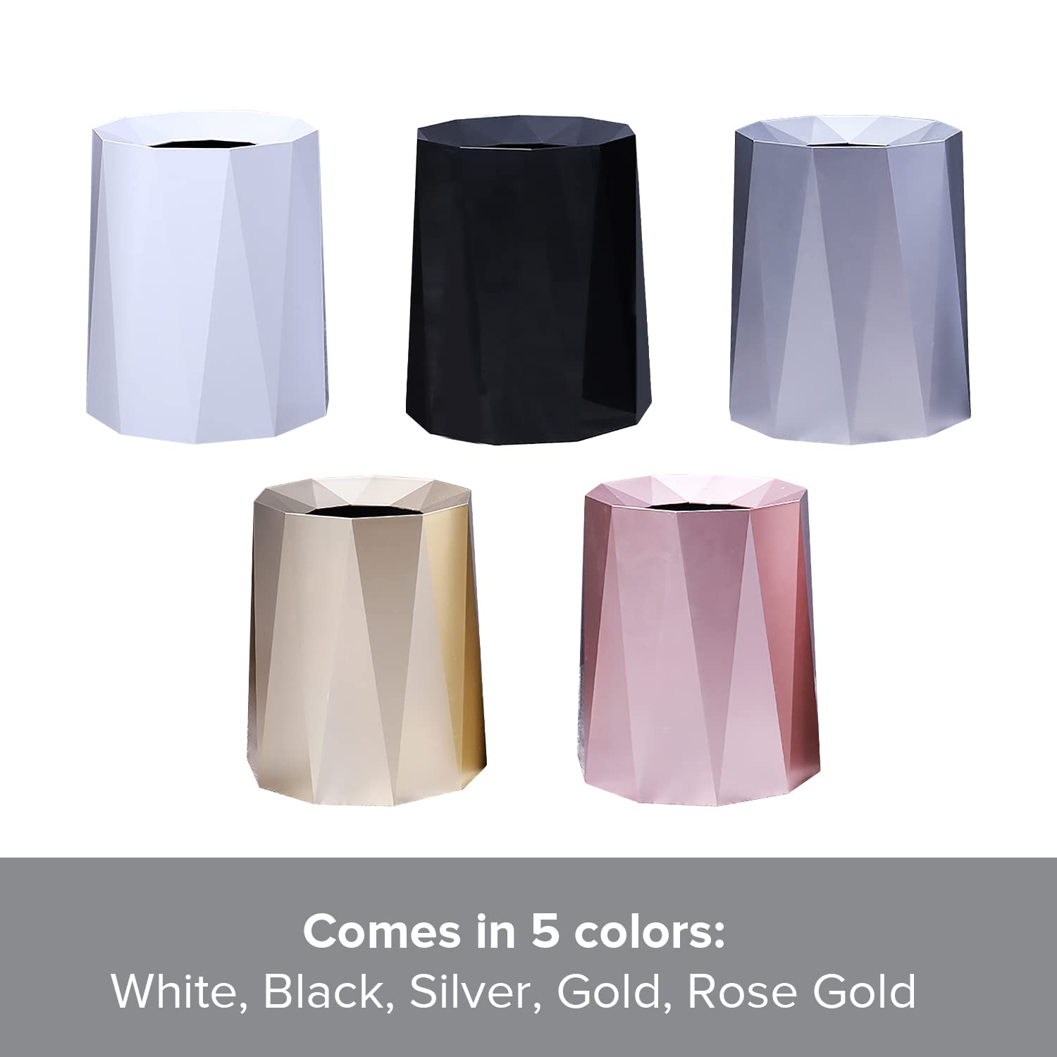 Premium Nordic Open Top Geometric Trash Can - Double Barrel Waste Bin with Removable Plastic Liner, 8L/2.1Gal Capacity - Elegant Rose Gold Garbage Can for Living Room, Bedroom & Bathroom | Perfect for Home, Office & Hotel Decor