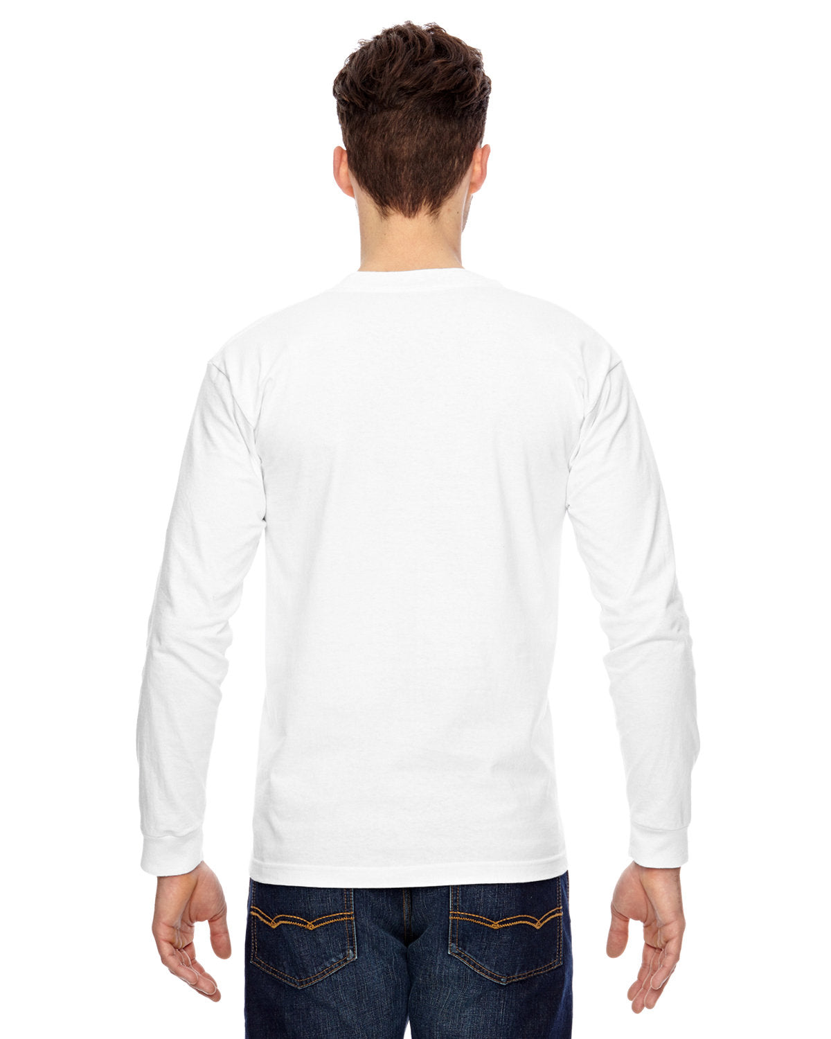 Bayside BA6100 Men's 100% Cotton Long Sleeve T-Shirt - 6.1 oz Comfort Fit Crewneck Casual Shirt for Work, Outdoor & Everyday Wear