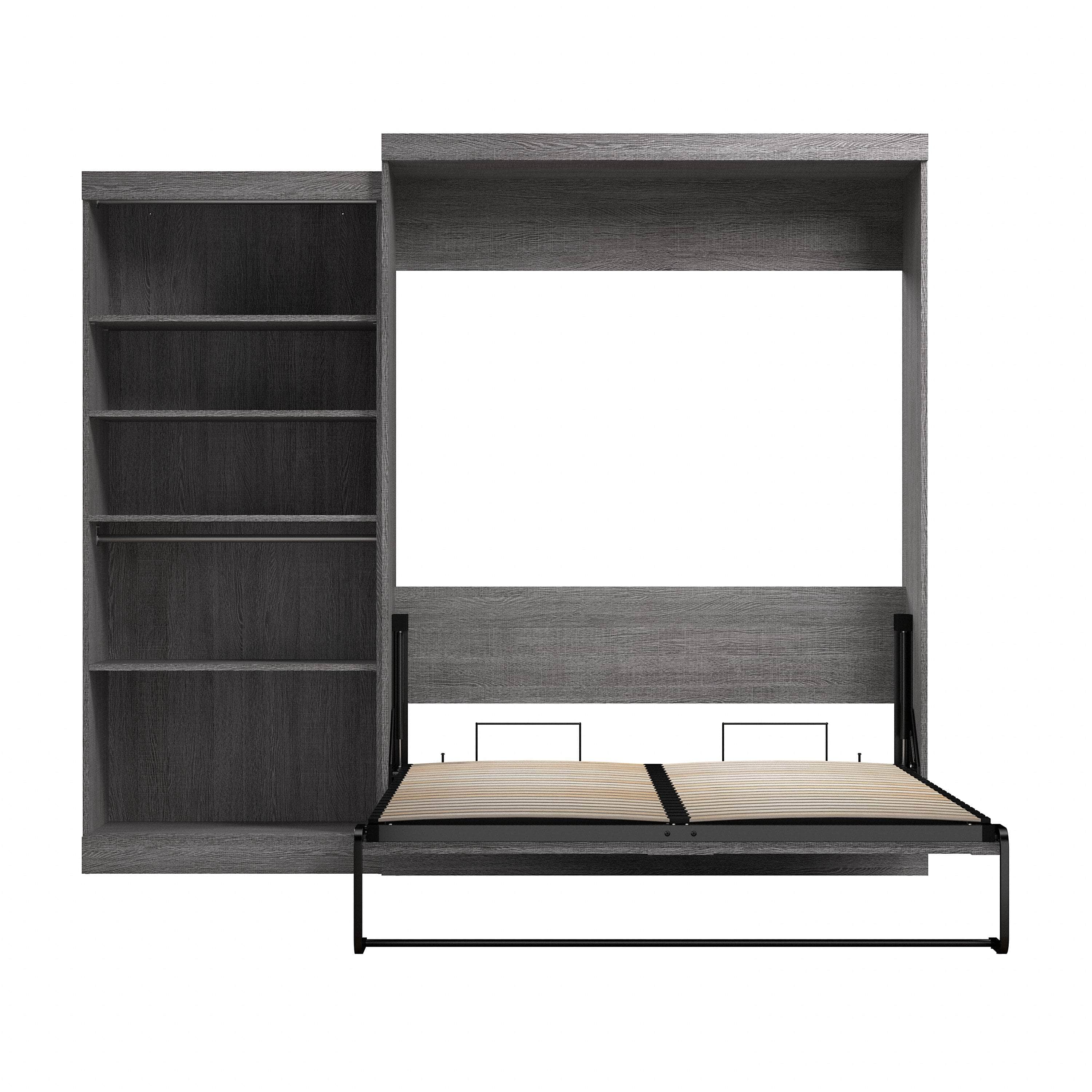 Pur Queen Murphy Wall Bed with Closet Organizer (101W) - 7 Color Options | Space-Saving Wall Bed for Small Apartments, Guest Rooms & Home Offices