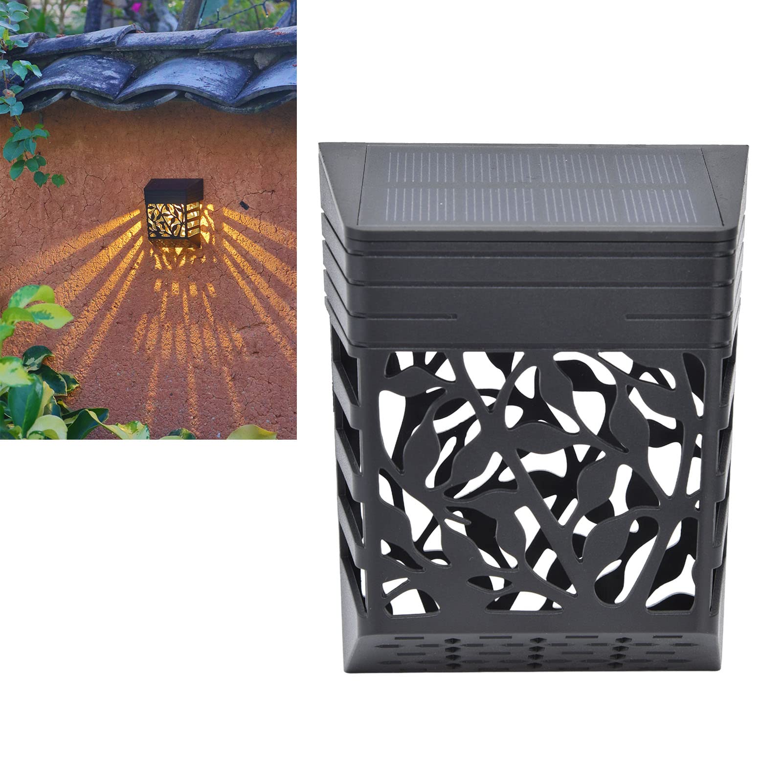 Solar Wall Lights Outdoor - Waterproof IP55 Solar Hollow Wall Lamps for Garden, Front Door, Garage & Backyard | Solar Fence Lighting with Decorative Sconce Design | Perfect for Patio, Pathway & Exterior Wall Illumination