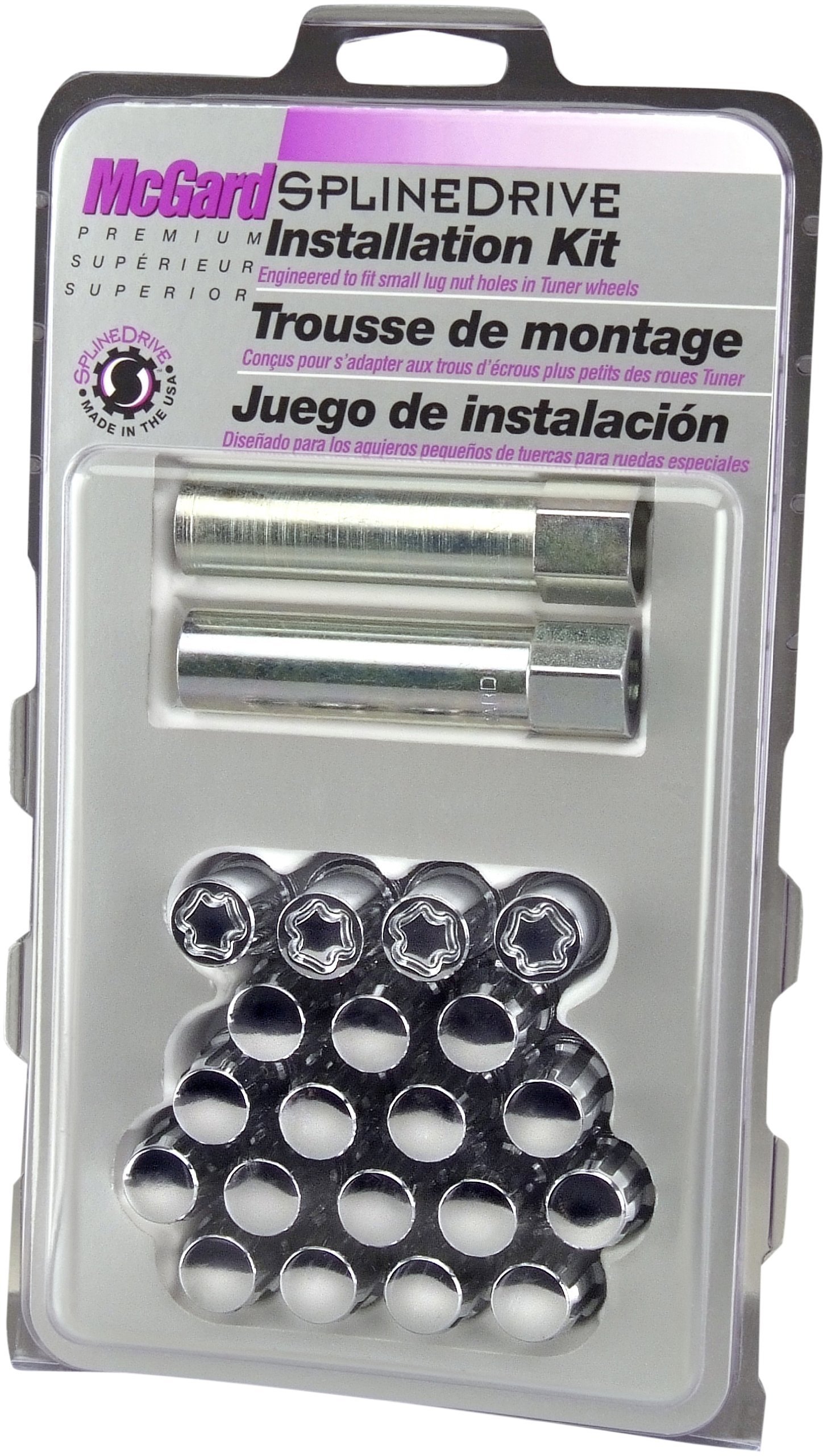 McGard 65554CN Chrome SplineDrive Wheel Installation Kit - M12 x 1.25 Thread Size for 5 Lug Wheels | Secure Wheel Locks for Cars, Trucks & SUVs | Anti-Theft Protection for Parking & Travel