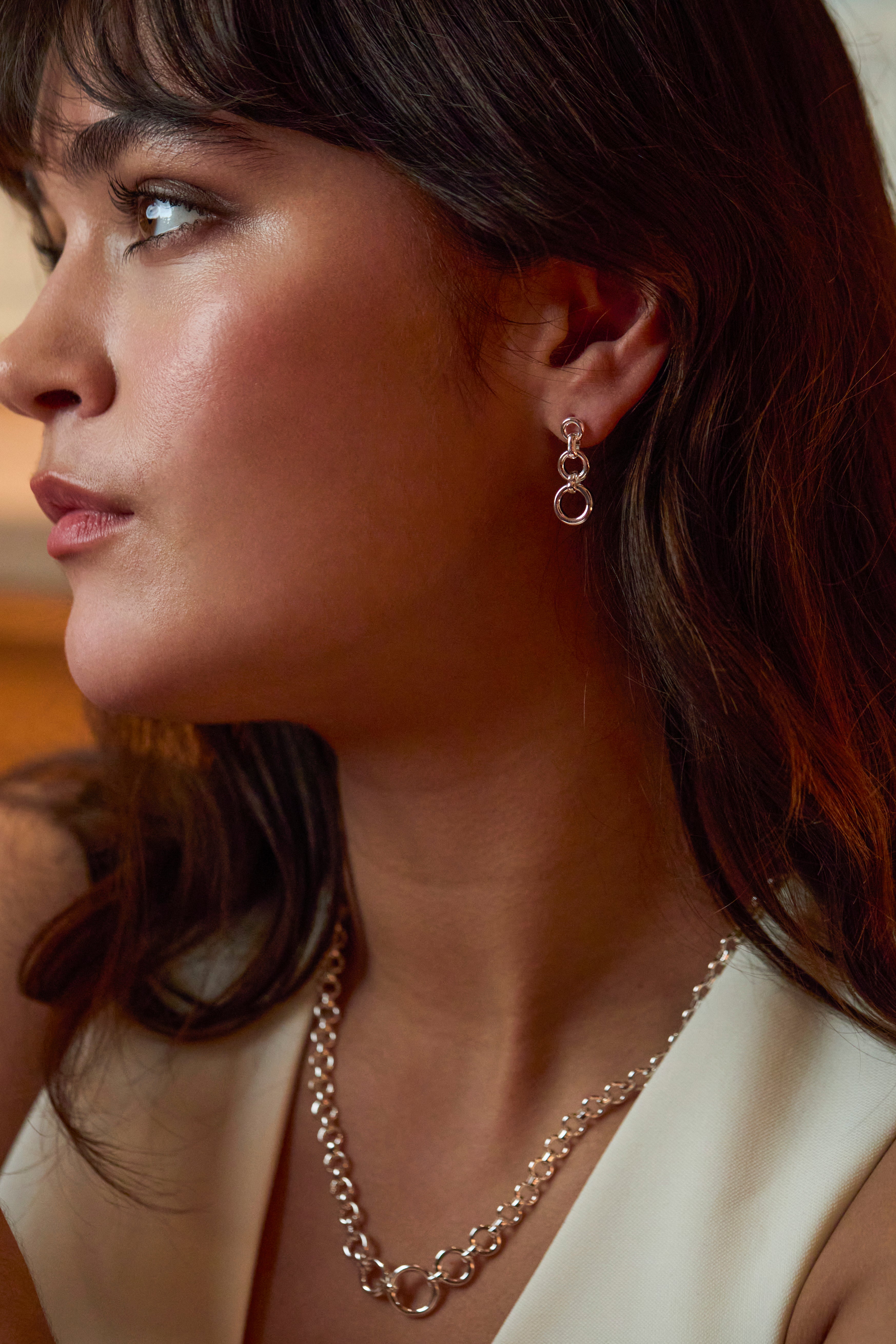 Elegant Graduated Round Link Drop Earrings for Women - Perfect for Weddings, Parties & Everyday Wear