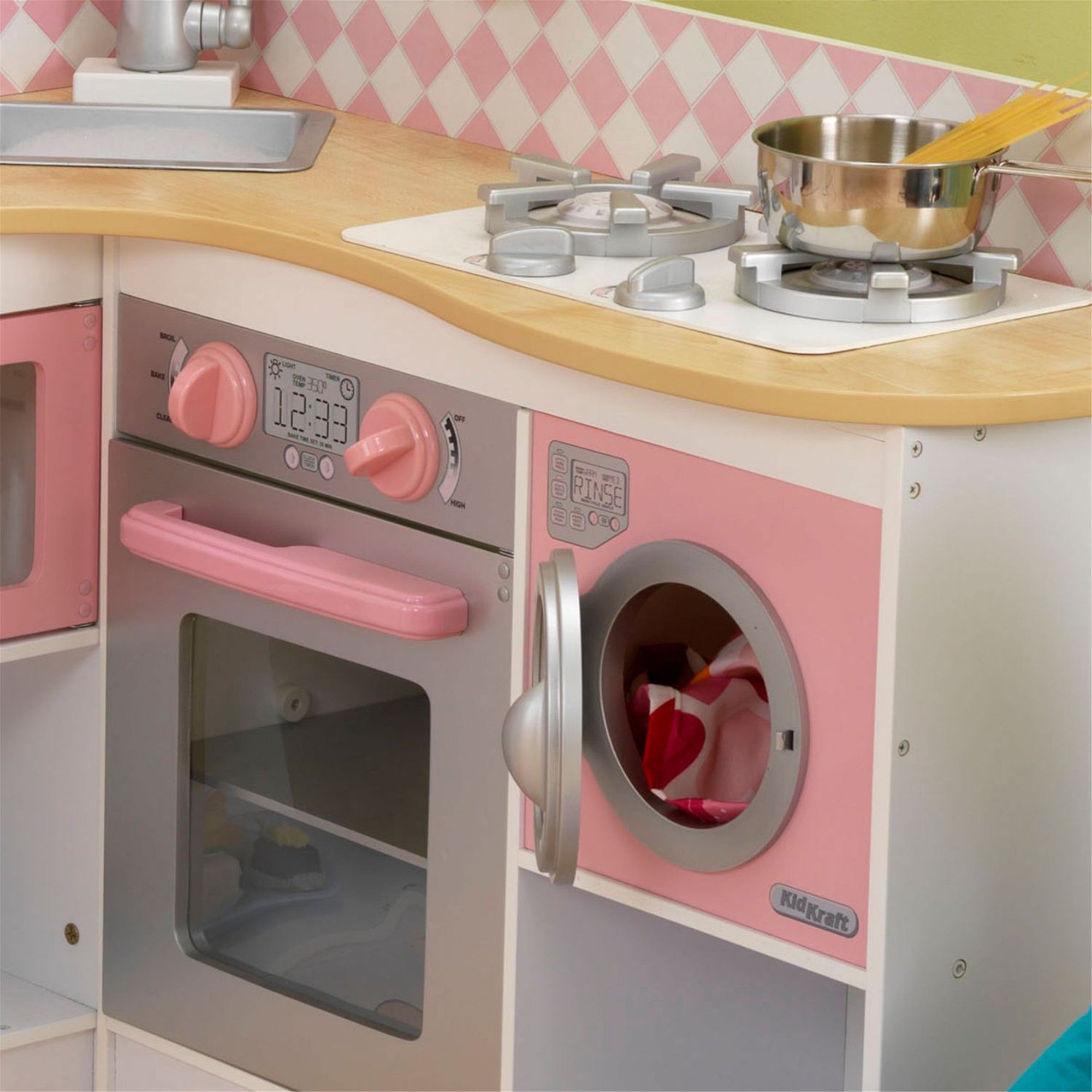 KidKraft Grand Gourmet Corner Play Kitchen - Wooden Pretend Play Kitchen Set for Kids with Sink, Stove & Accessories - Perfect for Imaginative Play, Preschool Learning & Toddler Role Play Games