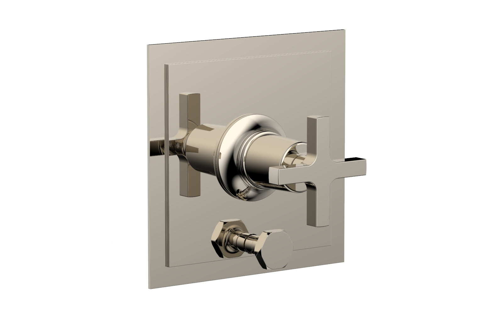 HEX MODERN Pressure Balance Shower Plate with Diverter and Handle Trim Set - Cross Handle 4 101 - Perfect for Bathroom Renovation & Modern Home Upgrade