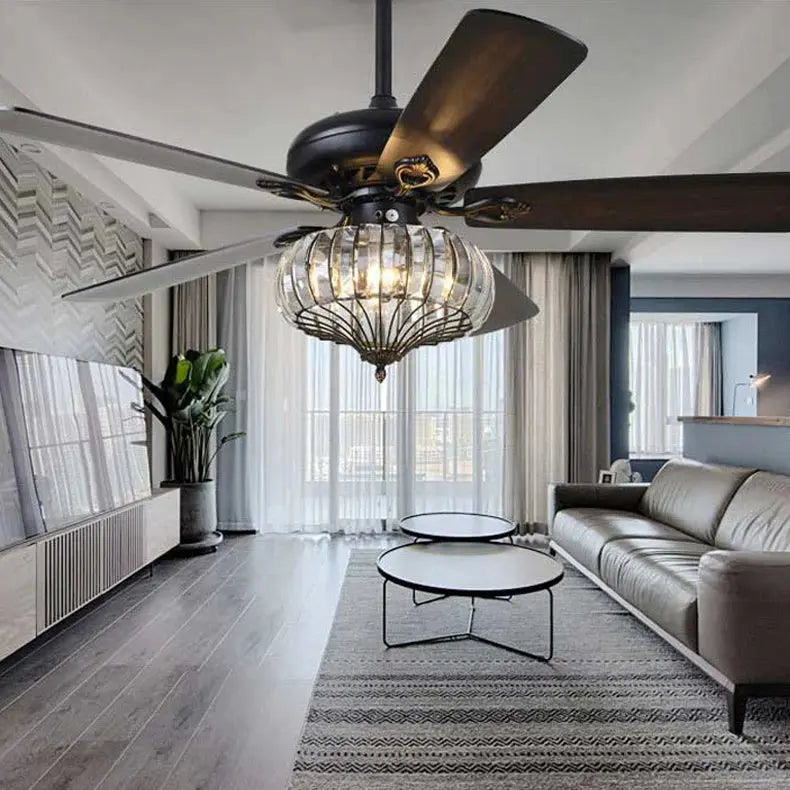 52 Inch Tulis Chandelier Ceiling Fan with LED Light - Modern Crystal Ceiling Fan for Living Room, Bedroom & Dining Room - Remote Control & Reversible Motor for Year-Round Comfort