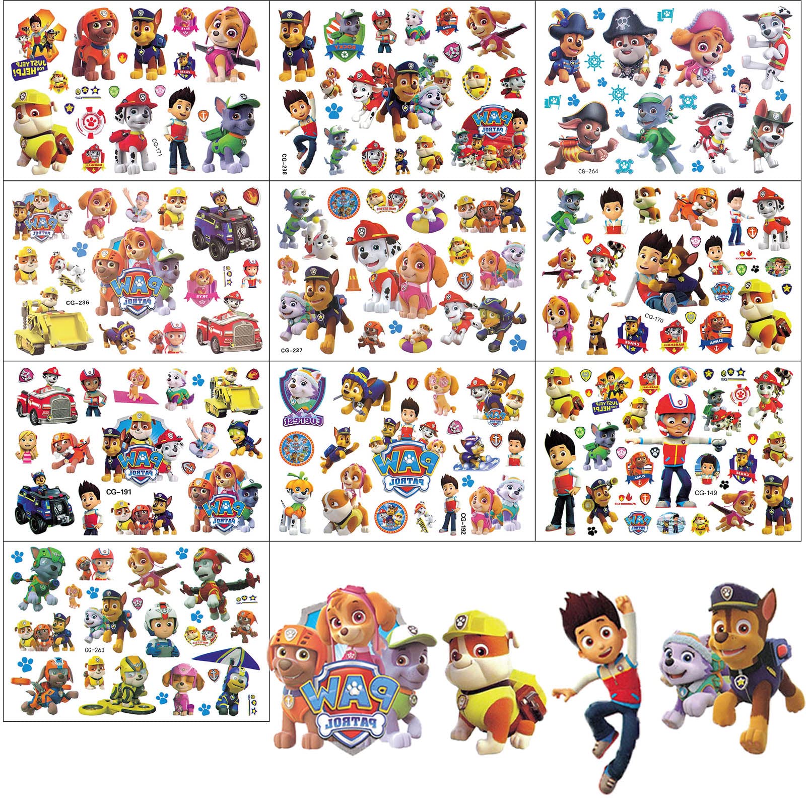 Paw Patrol Temporary Tattoos for Kids - 20 Sheets of Fun Dog Patrol Tattoo Stickers | Perfect for Birthday Parties, Goodie Bags & Dress-Up Play | Great Gift for Boys & Girls