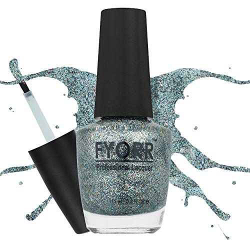 FYORR® Multicolor Glitter Sparkly Blue Nail Polish - Long Lasting Vegan & Non-Toxic Formula for Manicure, Pedicure, Nail Art & Special Occasions