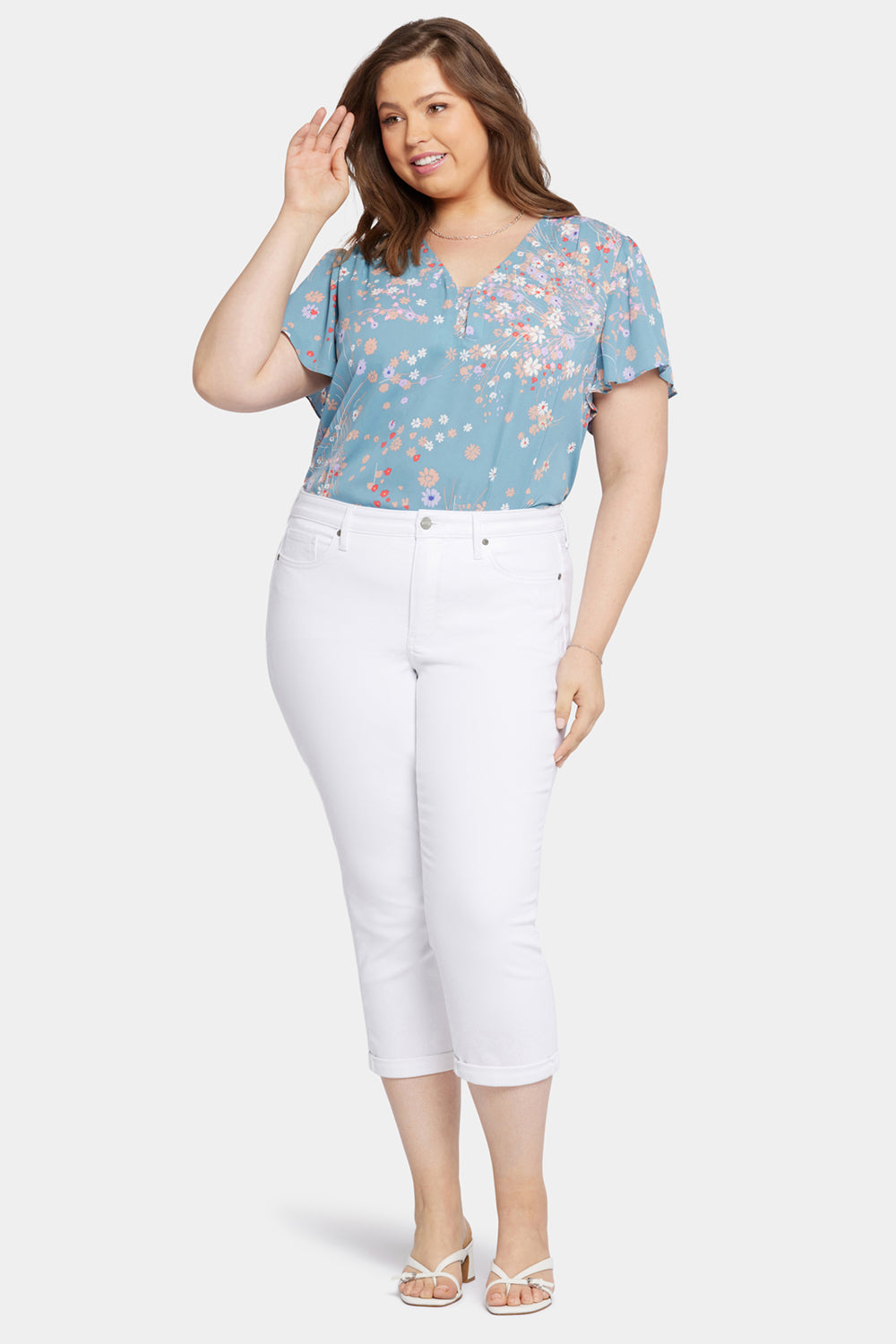 Chloe Plus Size Skinny Capri Jeans in Optic White - Stylish & Comfortable Women's Stretch Denim Pants for Casual Wear & Summer Outfits