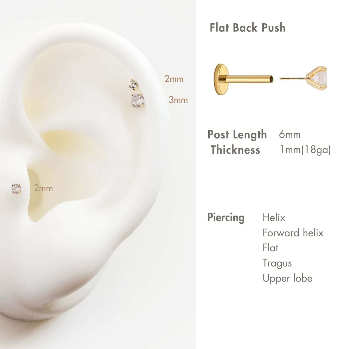 Tiny Crystal Flat Back Studs Earrings - Elegant & Dainty Jewelry for Women | Perfect for Everyday Wear, Parties & Gifts