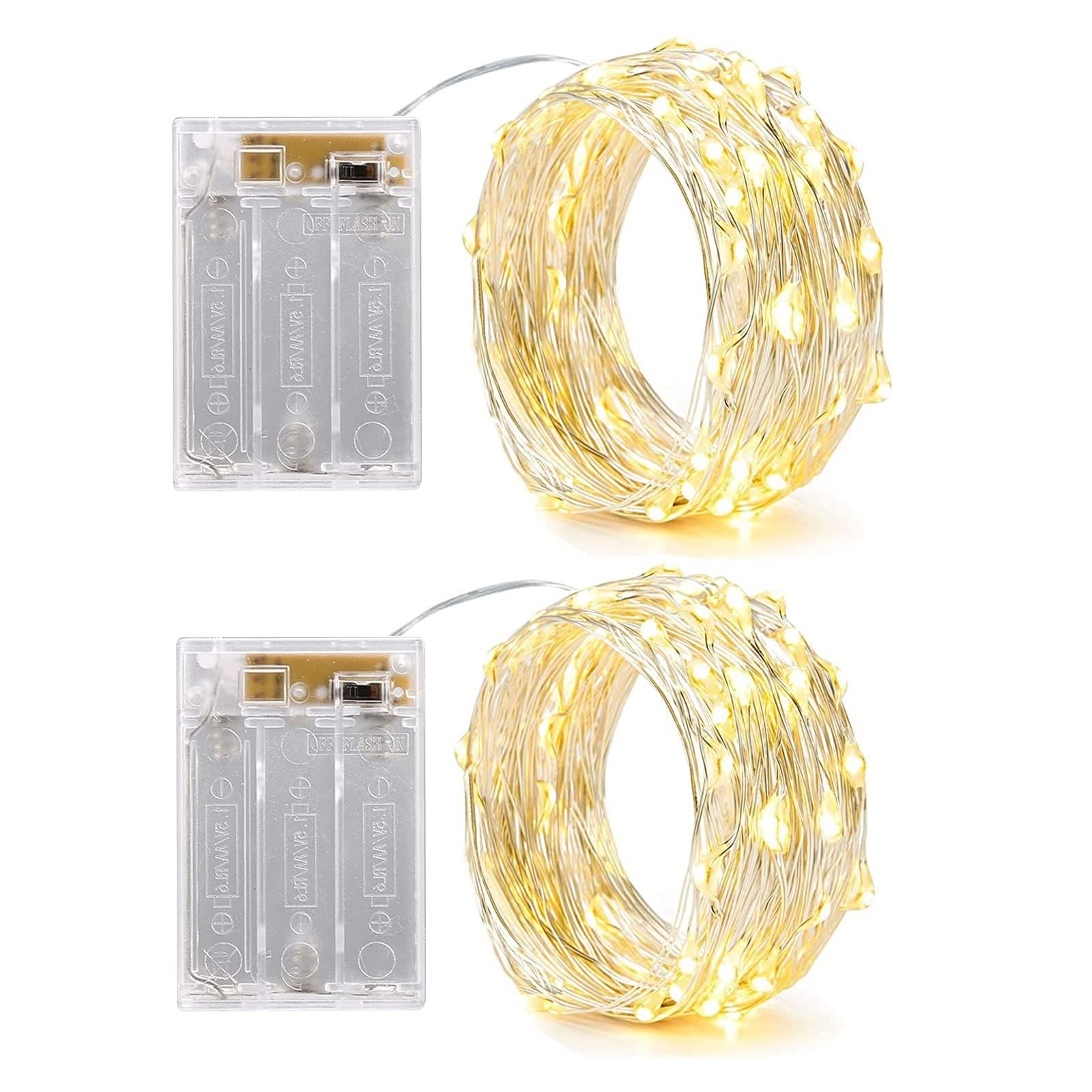 Battery Operated LED Fairy Lights - 2 Pack 50 LEDs String Lights with Timer for Bedroom, Christmas Tree, Wedding & Party Decorations | Perfect for Ramadan, Curtain Decor, and Cozy Ambiance