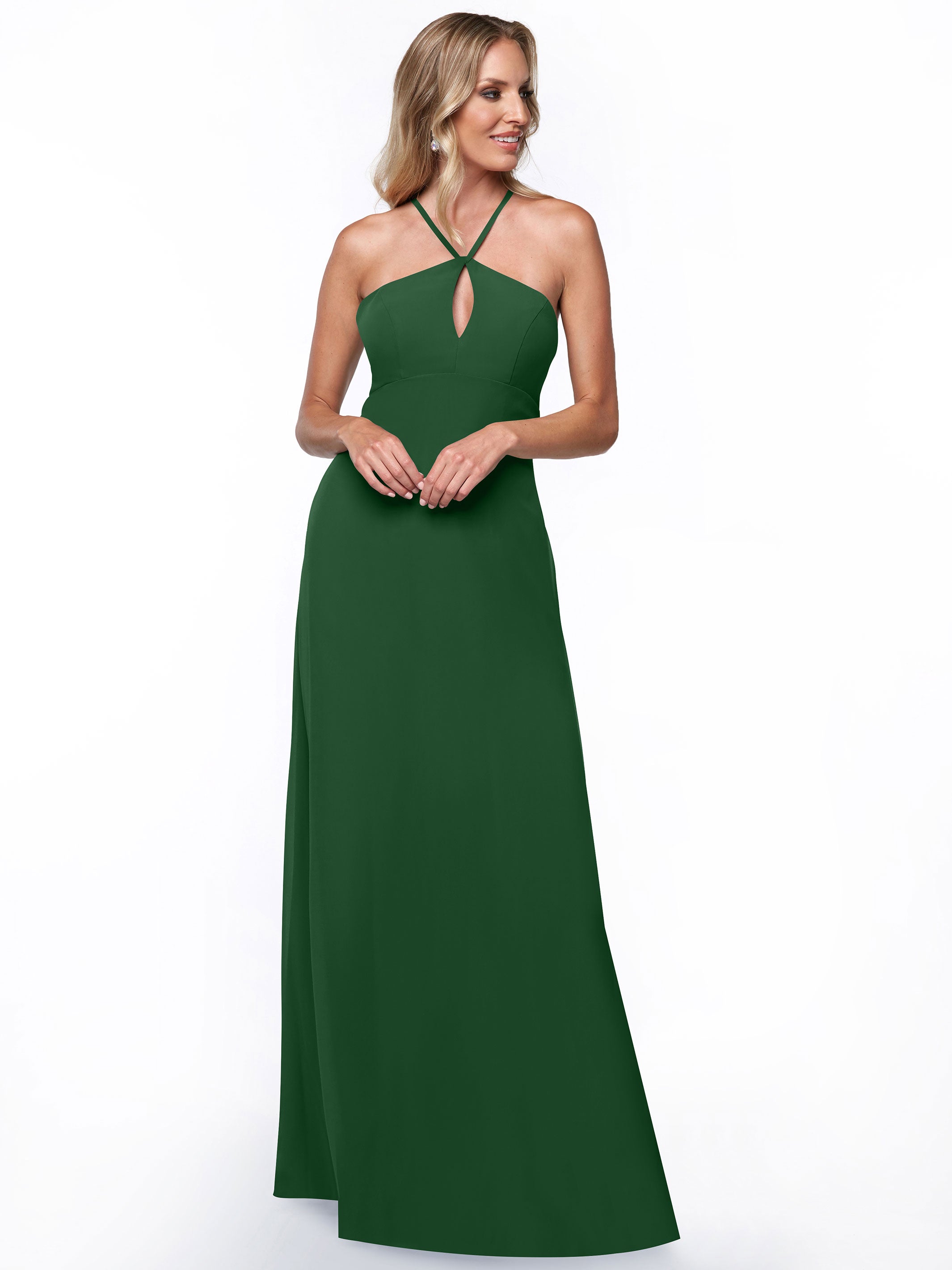 Elegant A-Line Chiffon Bridesmaid Dress with Keyhole Halter Neckline - Perfect for Weddings, Formal Events & Special Occasions