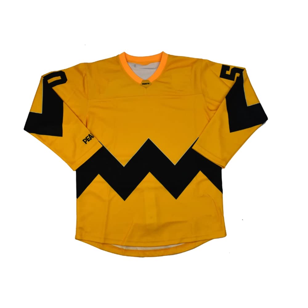 Men's Charlie Brown Peanuts Yellow Hockey Jersey - Official Licensed Snoopy Sports Apparel for Fans & Collectors - Perfect for Halloween, Cosplay, Game Day & Sports Events