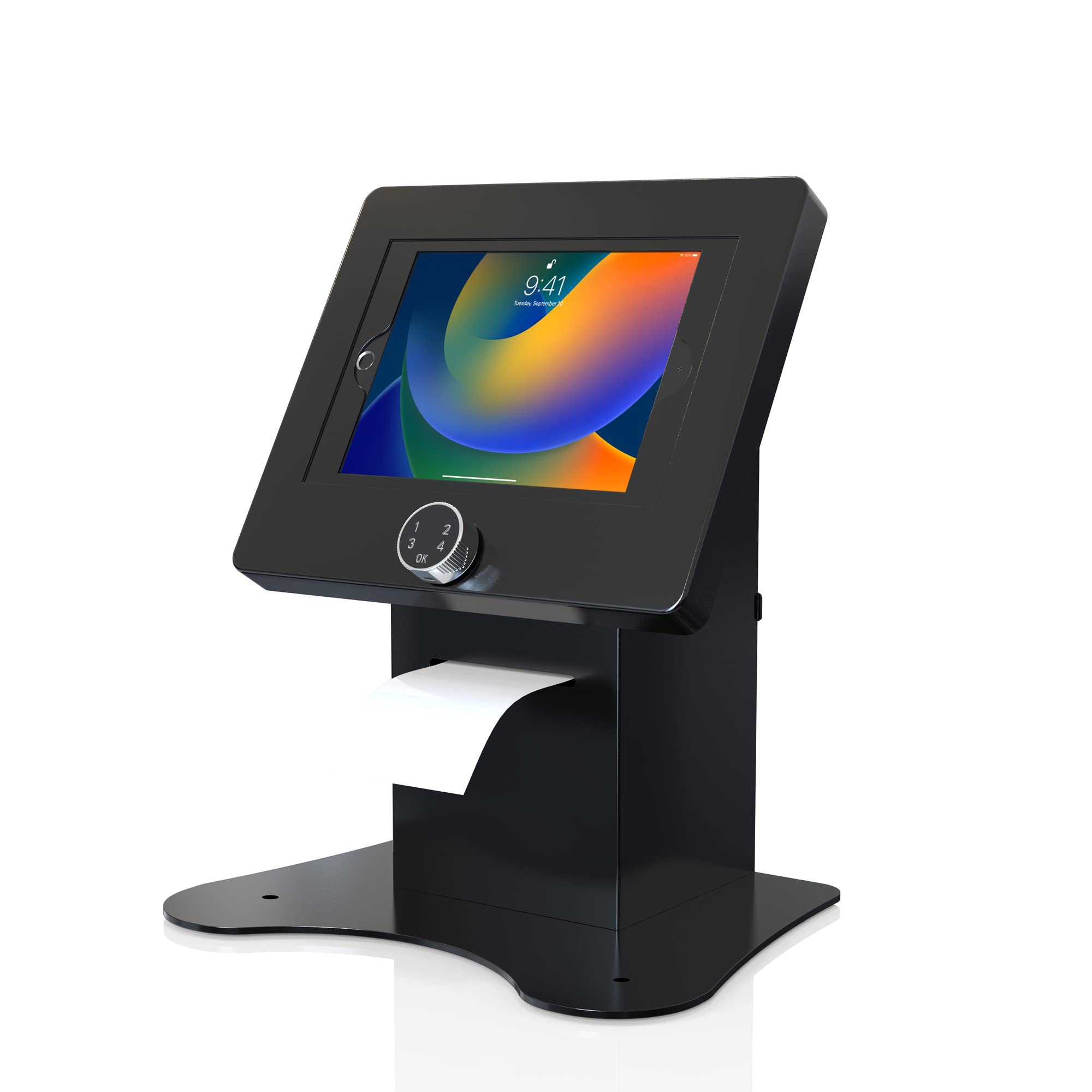 Secure Anti-Theft Tablet Stand with Password Lock & Printer Shelf - Compatible with iPad 11 (A16), Pro 11-inch M4, Air 11-inch M3, iPad 10th Gen & Galaxy Tab - Ideal for Retail POS Kiosks, Restaurants & Office Use