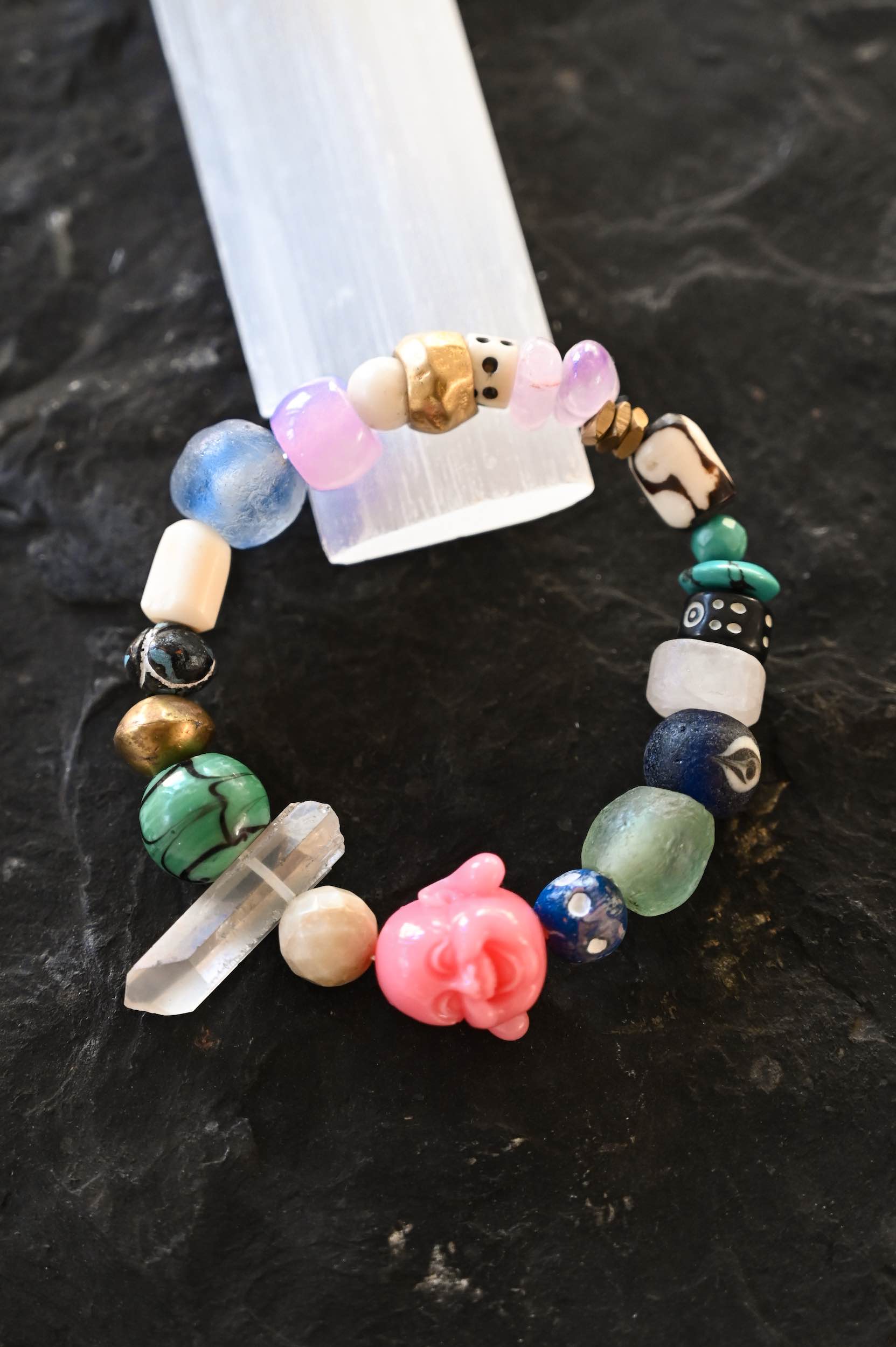 Handmade African Trade Beads Bracelet - Colorful Glass Beads for Women - Boho Chic Jewelry for Everyday Wear & Festival Outfits