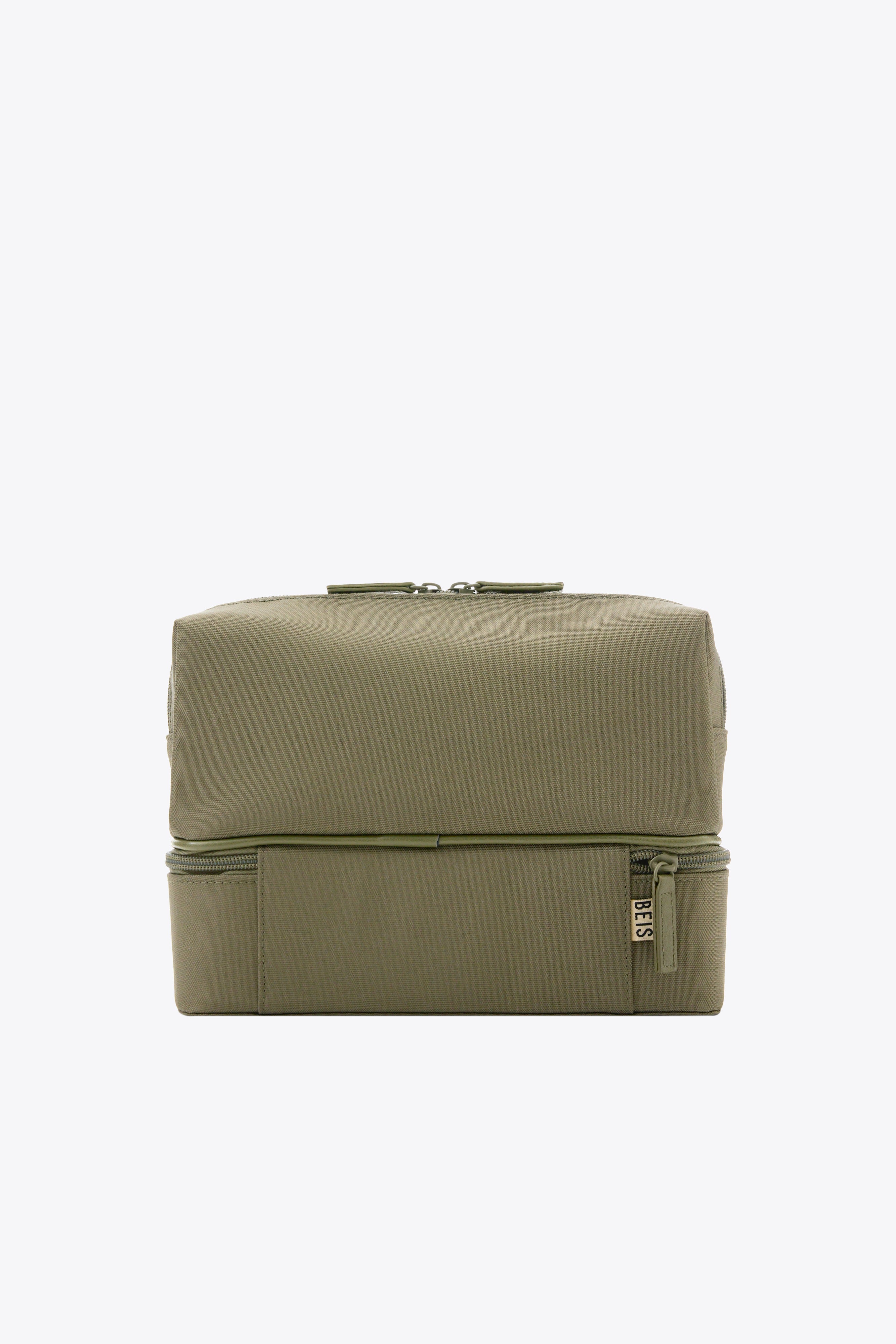 Olive Green Cosmetic Organizer - Travel Makeup Storage Case with Adjustable Compartments for Brushes, Lipsticks & Skincare - Perfect for Vanity, Bathroom & On-the-Go Use