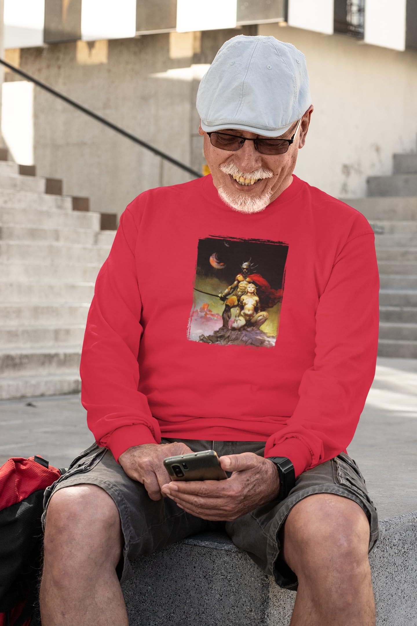 Frank Frazetta Swords of Mars Art Long Sleeve T-Shirt | Pop Threads Graphic Tee | Sci-Fi Fantasy Apparel for Men & Women | Perfect for Cosplay, Comic Con & Everyday Wear